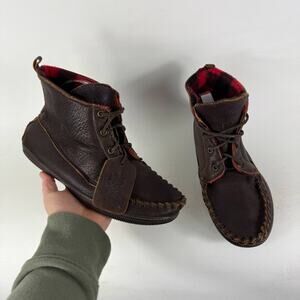 Bick Moose Ankle Boots Women's 9 Brown Leather Lace-Up Mid Top Round Toe